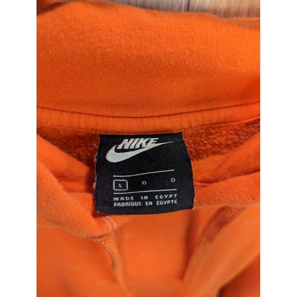 Nike Men Hoodie Large Orange Swoosh Graphic All Over Front Pocket Pullover READ - Picture 4 of 10